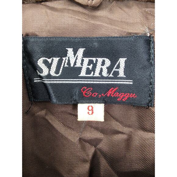 Vintage 70s Sumera Co. Maggu Faux Fur Kimono Jacket Size 9 M Brown Sash Belted - Picture 6 of 8